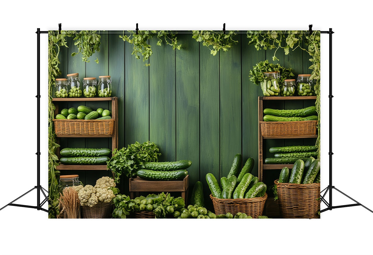 Spring Photo Backdrops Fresh Green Cucumbers Shelves Backdrop BRP1-6