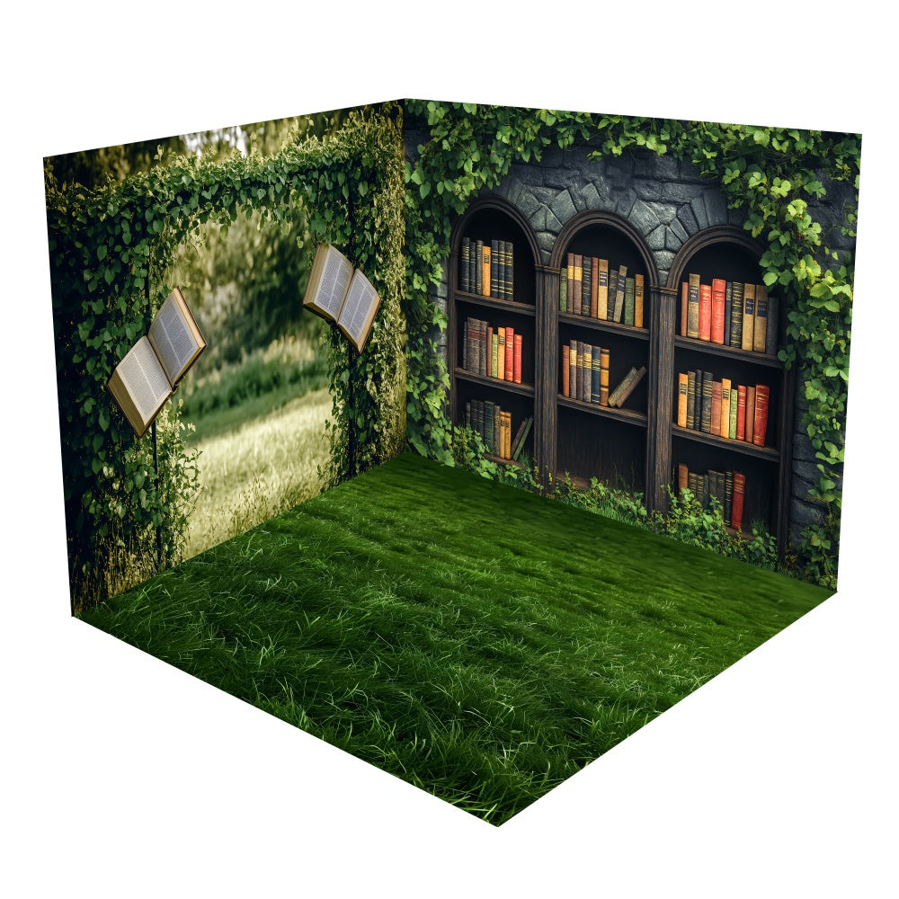 Spring Ivy Arch and Bookshelf Backdrop Room Set BRP1-71