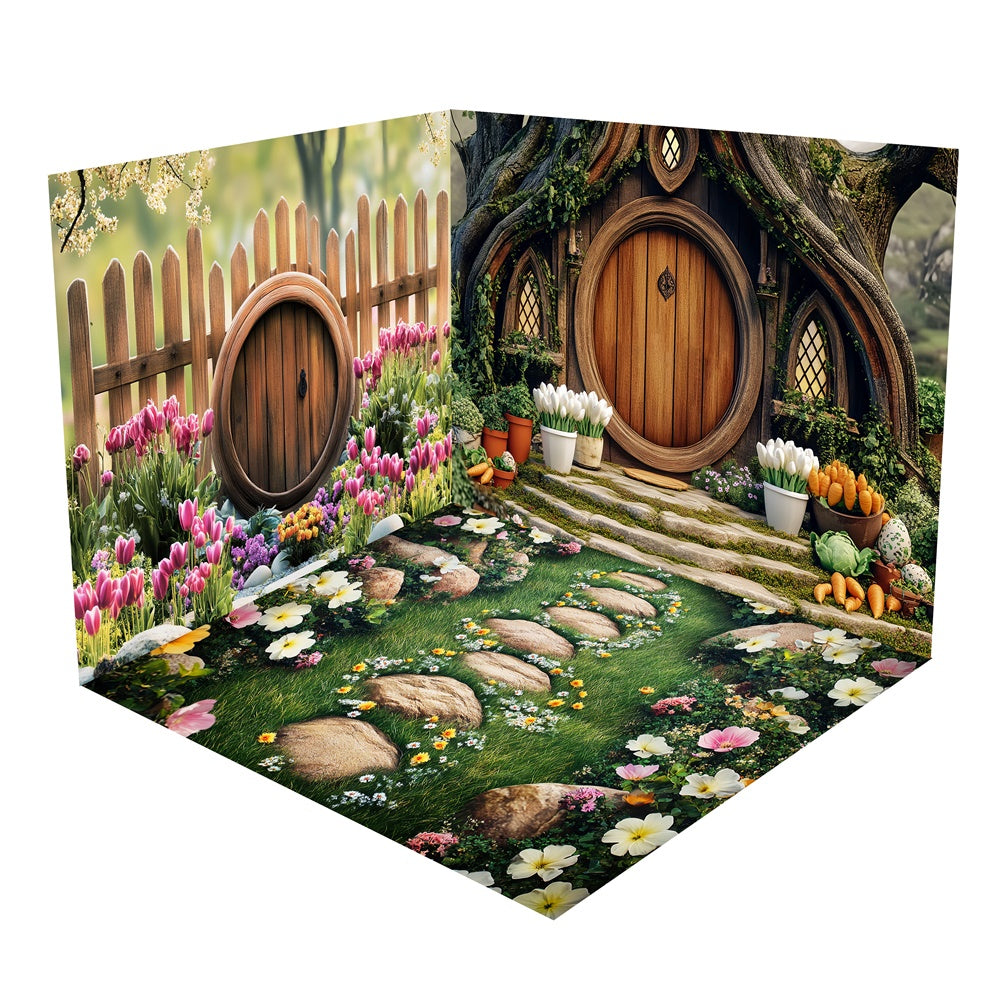 Easter Treehouse Cottage Floral Decor Backdrop Room Set BRP1-77