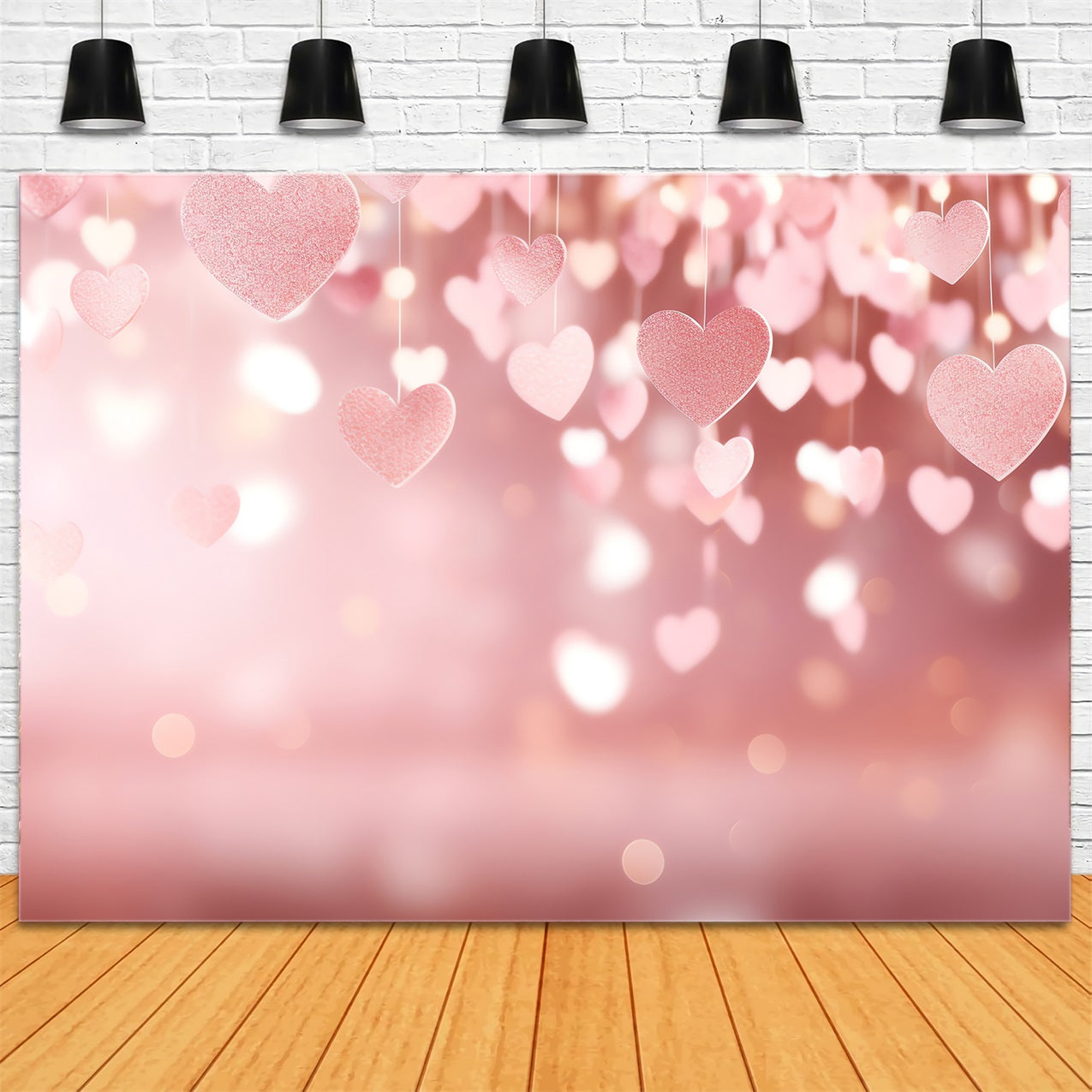 Valentine's Day Backdrop Pink Heart Sparkle Glow Backdrop BRP1-81