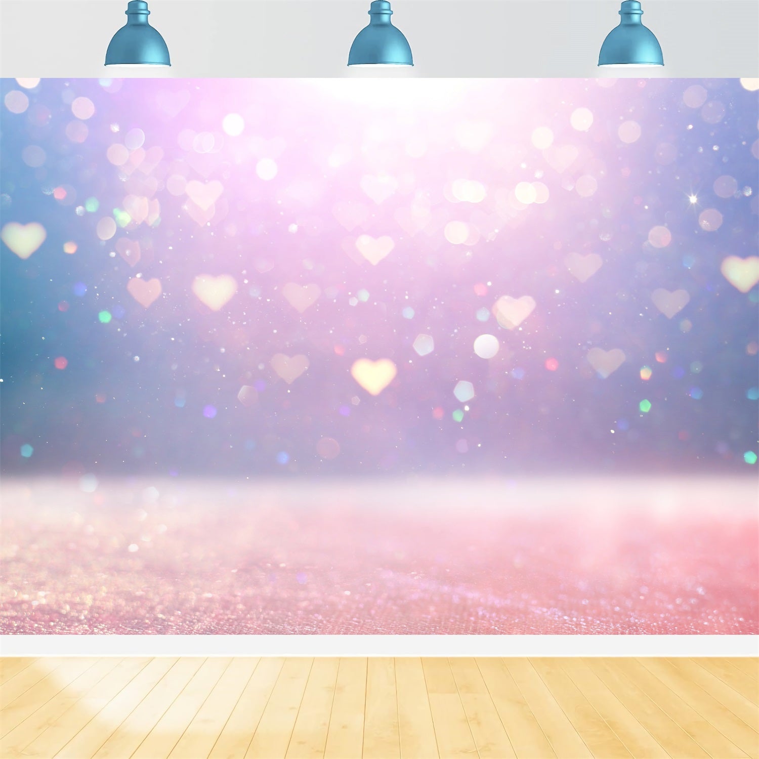 Valentine Theme Backdrop Soft Pastel Heart Glitter Backdrop BRP1-85