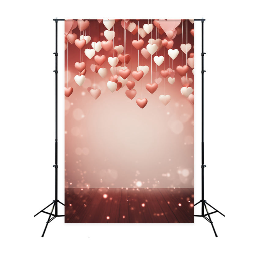 Valentine's Day Backdrop Warm Glow Dangling Hearts Backdrop BRP1-86