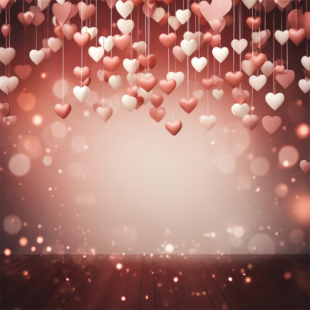 Valentine's Day Backdrop Warm Glow Dangling Hearts Backdrop BRP1-86