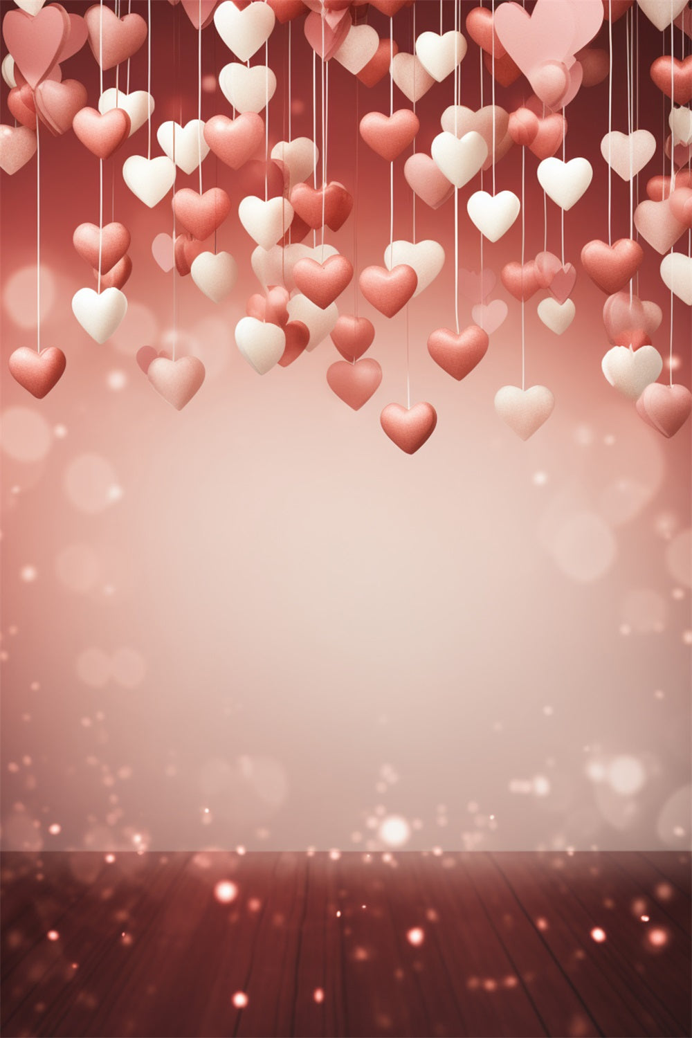 Valentine's Day Backdrop Warm Glow Dangling Hearts Backdrop BRP1-86