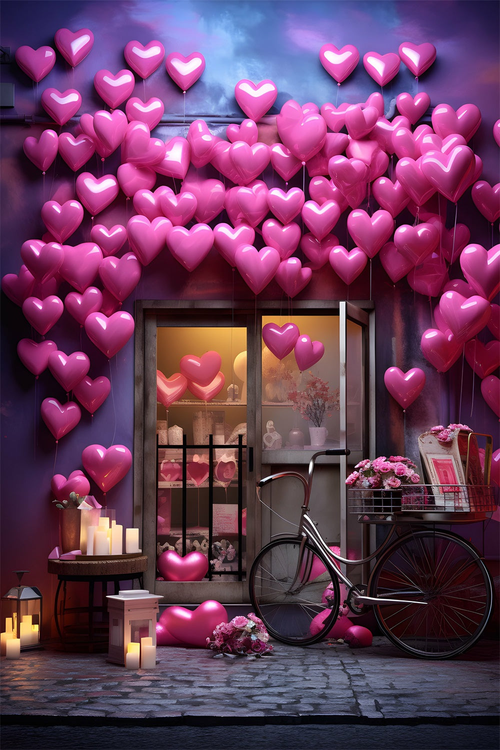 Valentine Backdrop Candlelight Pink Balloon Decor Backdrop BRP1-88