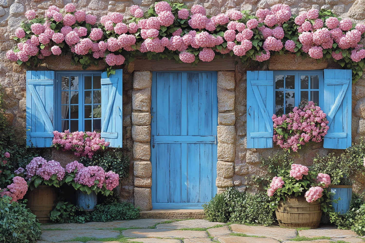 Backdrop Spring Vintage Floral Cottage Wooden Door Backdrop BRP1-9