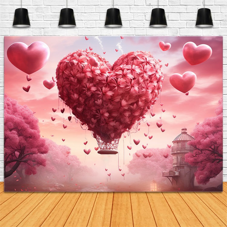 Valentine Backdrops Photography Dreamy Heart Balloon Sky Backdrop BRP1-92