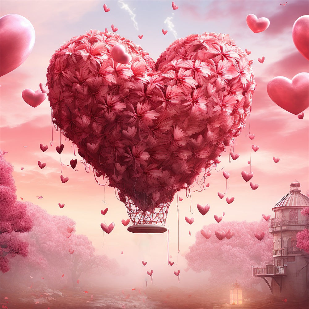 Valentine Backdrops Photography Dreamy Heart Balloon Sky Backdrop BRP1-92