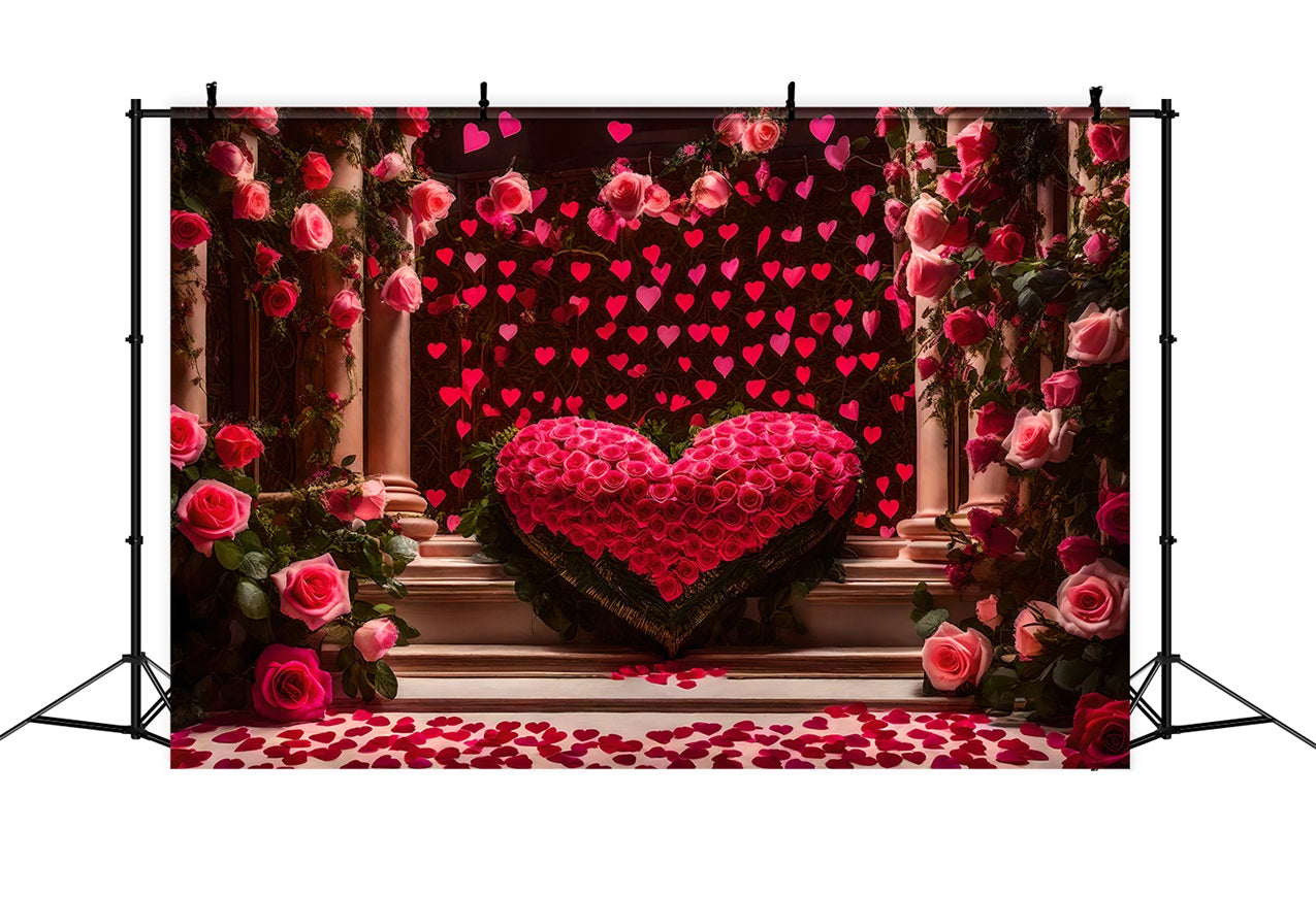 Valentine's Day Backdrop Heart Garland Roses Elegant Backdrop BRP1-95