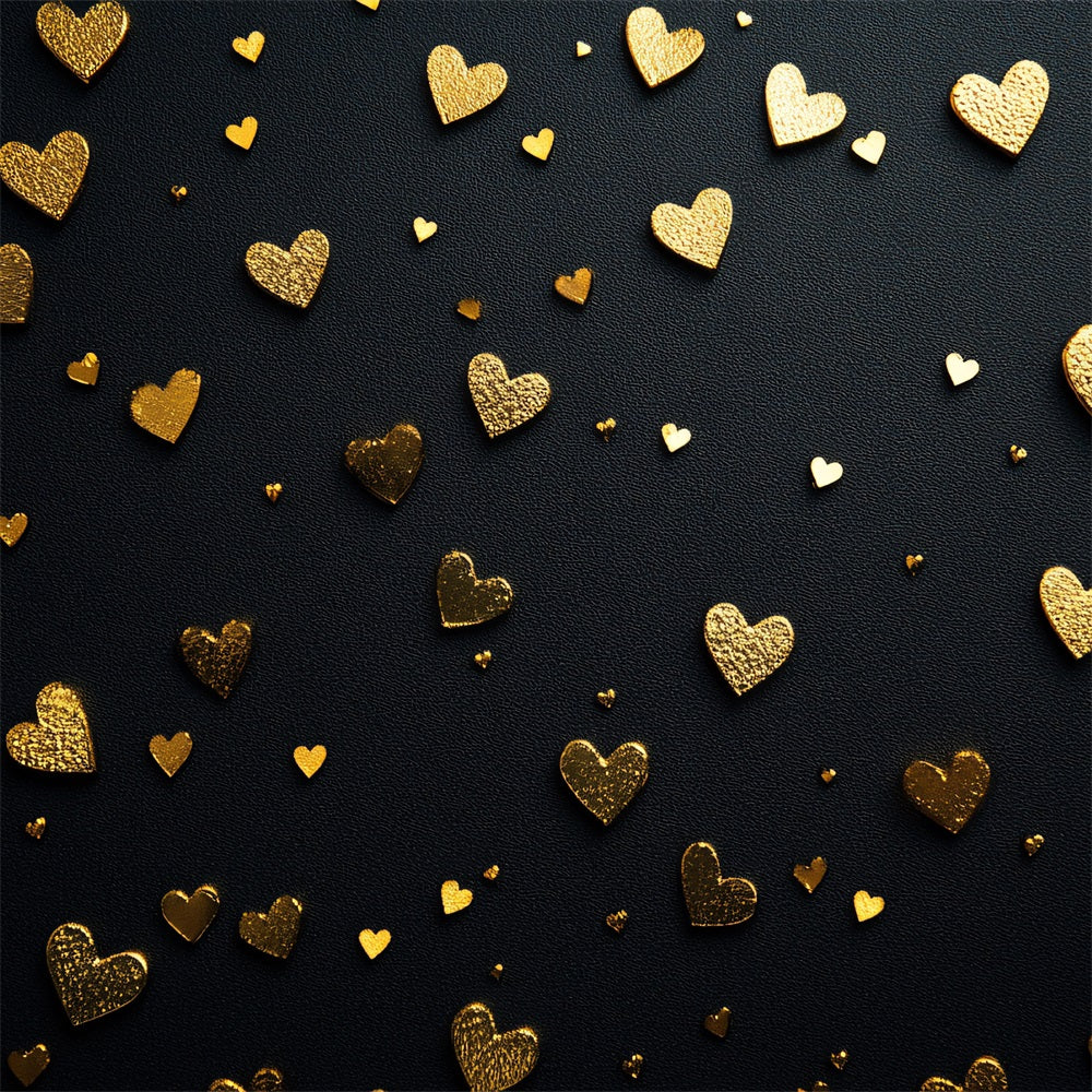 Valentine's Day Backdrop Golden Hearts Elegant Black Backdrop BRP1-96