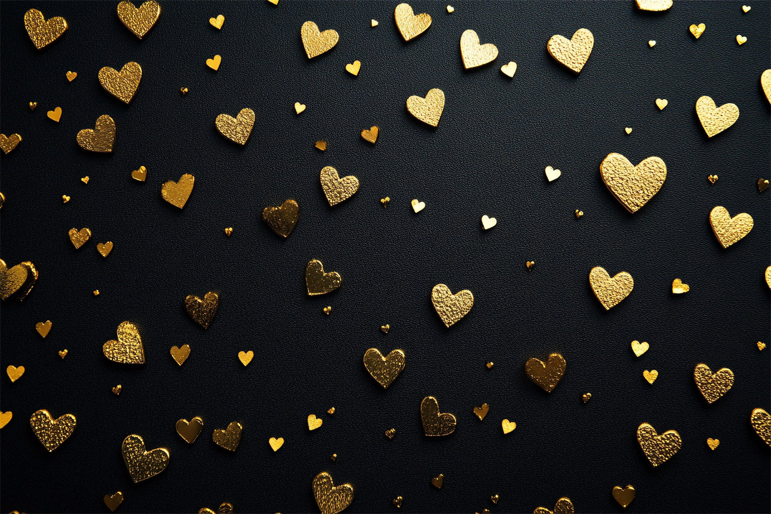 Valentine's Day Backdrop Golden Hearts Elegant Black Backdrop BRP1-96