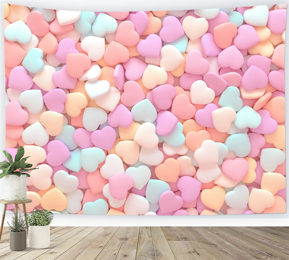 Valentine Backdrop Colorful Pastel Heart Festive Backdrop BRP1-97