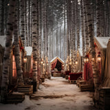 Winter Magical Forest Path Cozy Cabins Backdrop BRP10-1