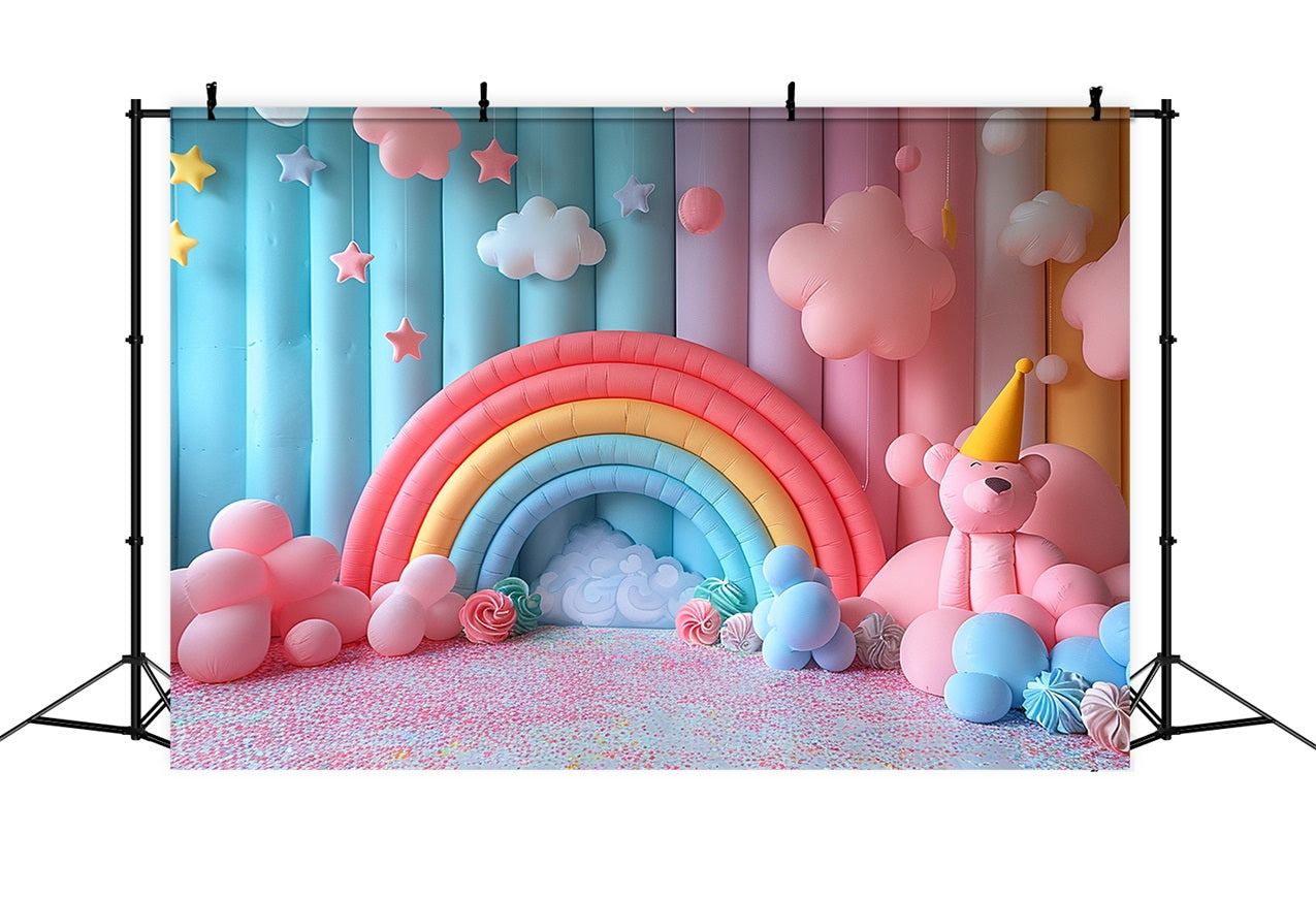 Boho Colorful Rainbow Balloon Arrangement Backdrop BRP10-103