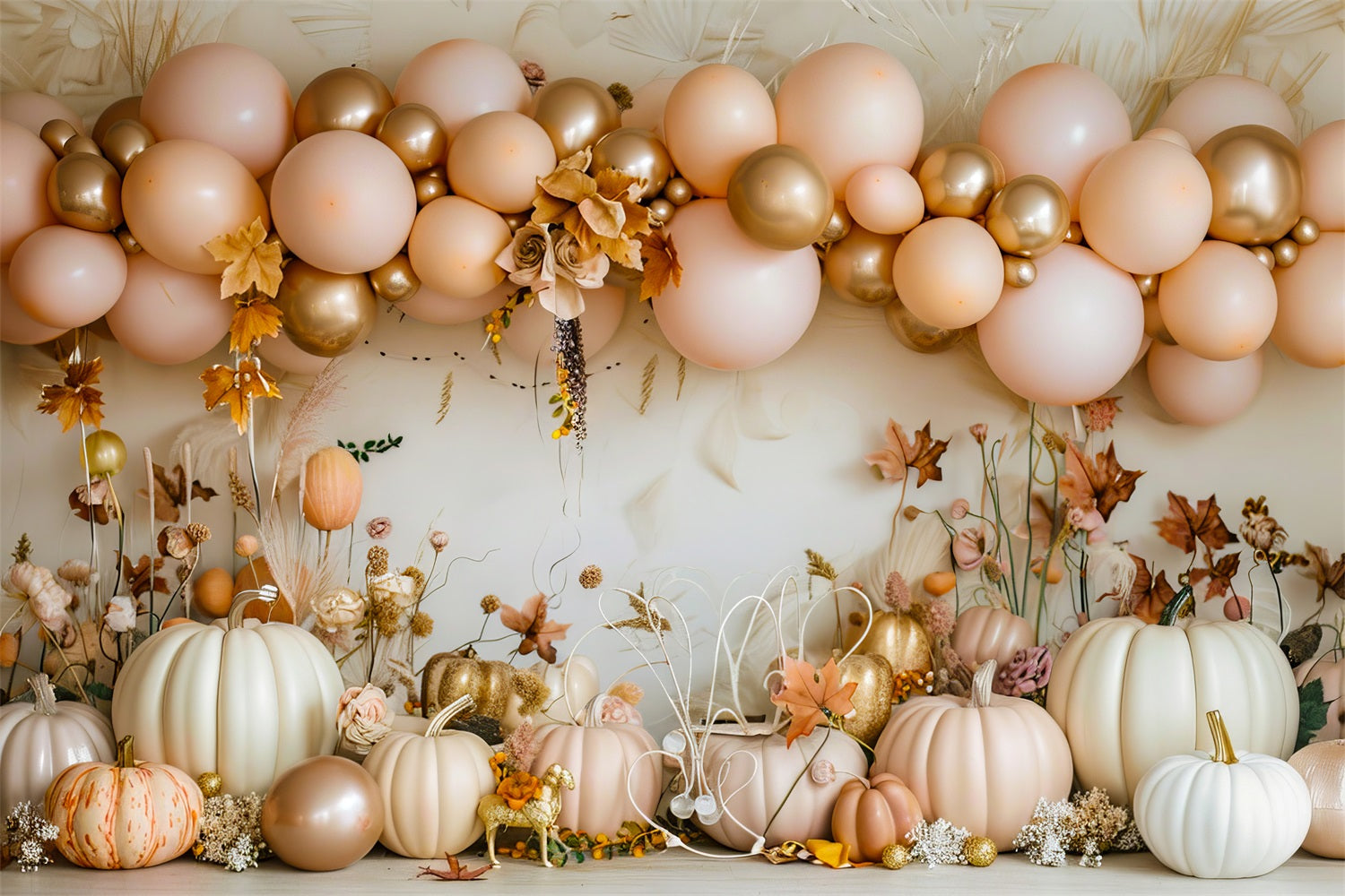 Elegant Balloons Pumpkin Harvest Boho Backdrop BRP10-106