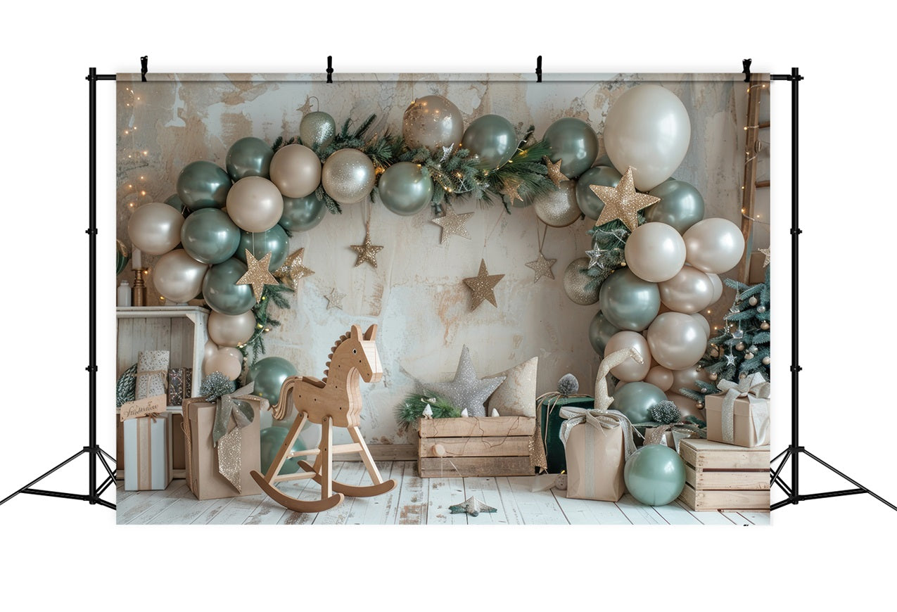 Botanical Rocking Horse Balloon Garland Backdrop BRP10-109