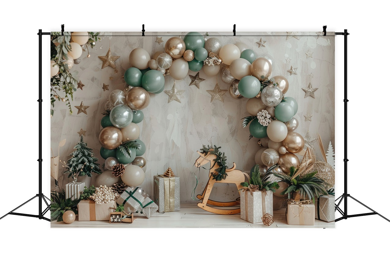 Rocking Horse Festive Balloon Arch Boho Backdrop BRP10-110