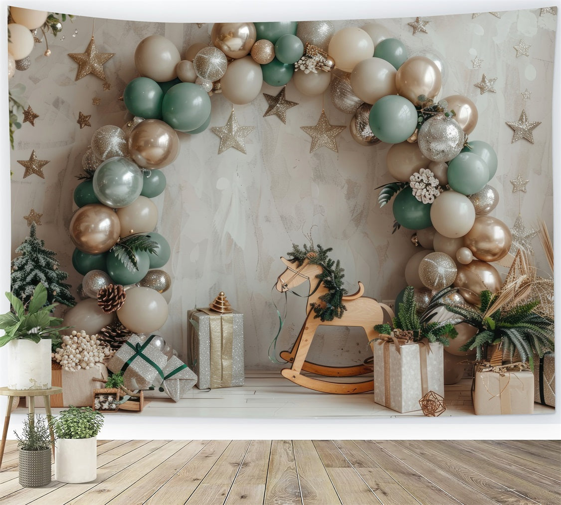 Rocking Horse Festive Balloon Arch Boho Backdrop BRP10-110