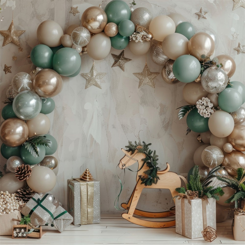 Rocking Horse Festive Balloon Arch Boho Backdrop BRP10-110