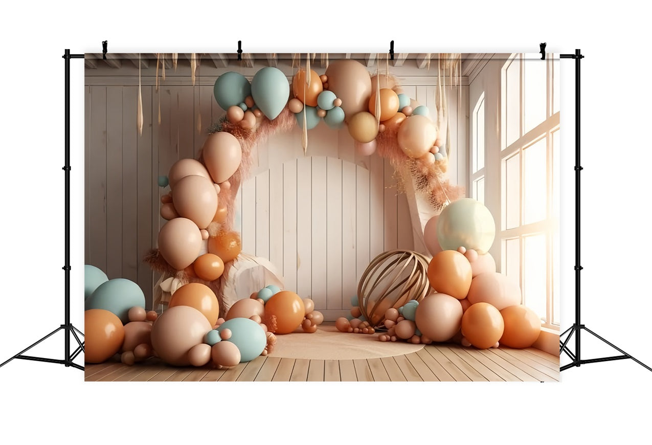 Cozy Boho Balloon Arch Warm Tones Backdrop BRP10-113