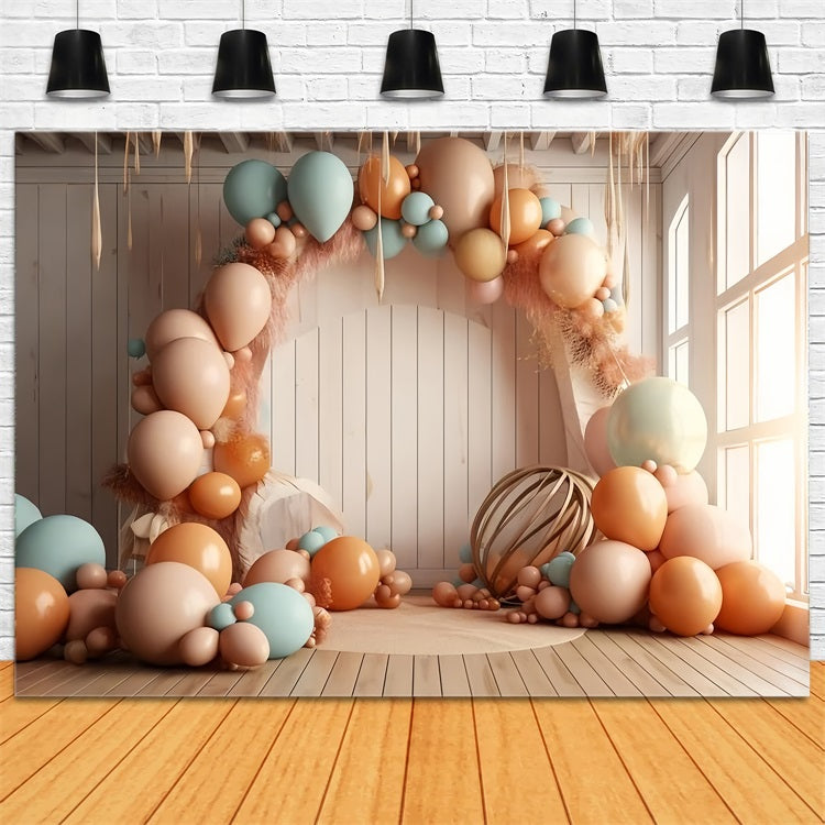 Cozy Boho Balloon Arch Warm Tones Backdrop BRP10-113