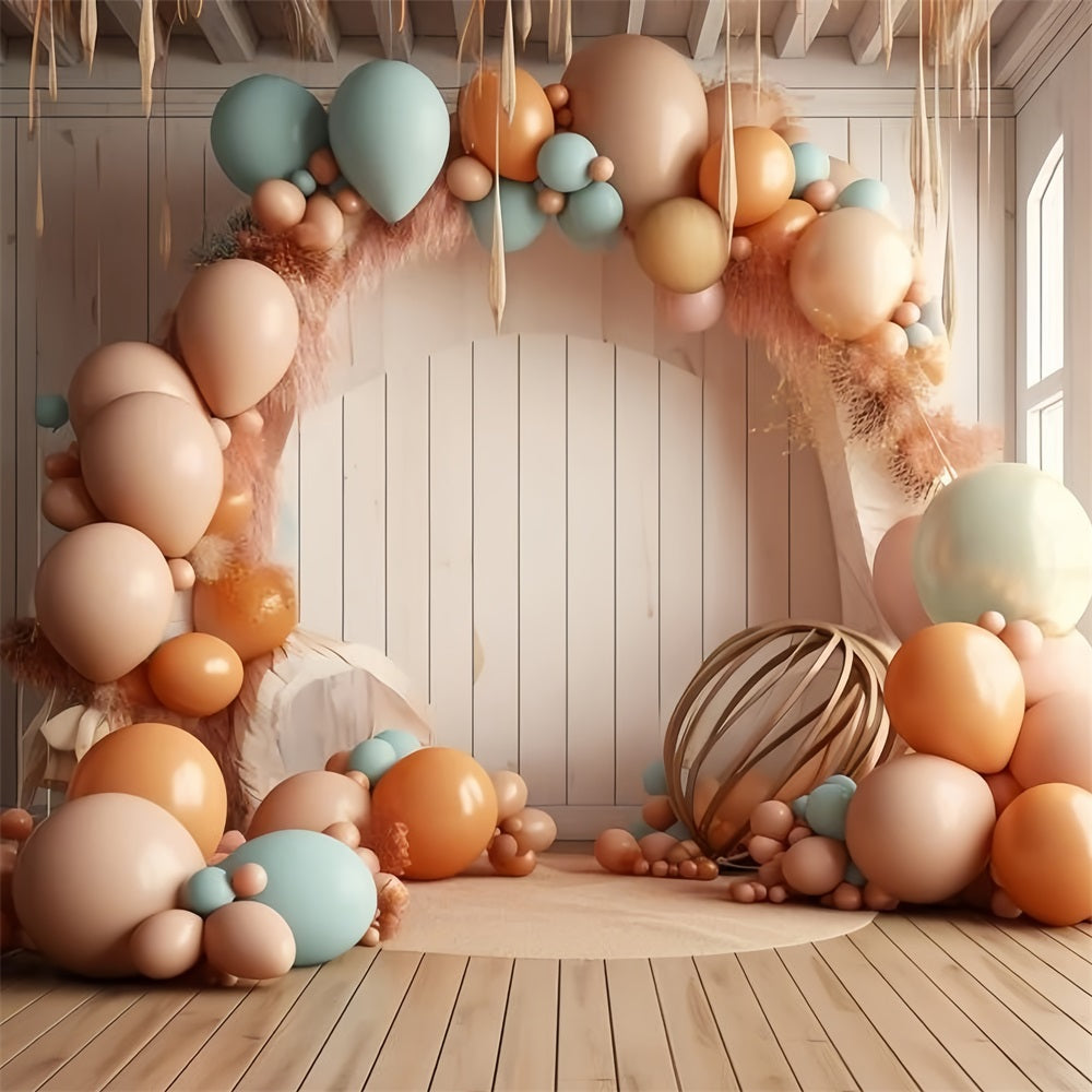 Cozy Boho Balloon Arch Warm Tones Backdrop BRP10-113