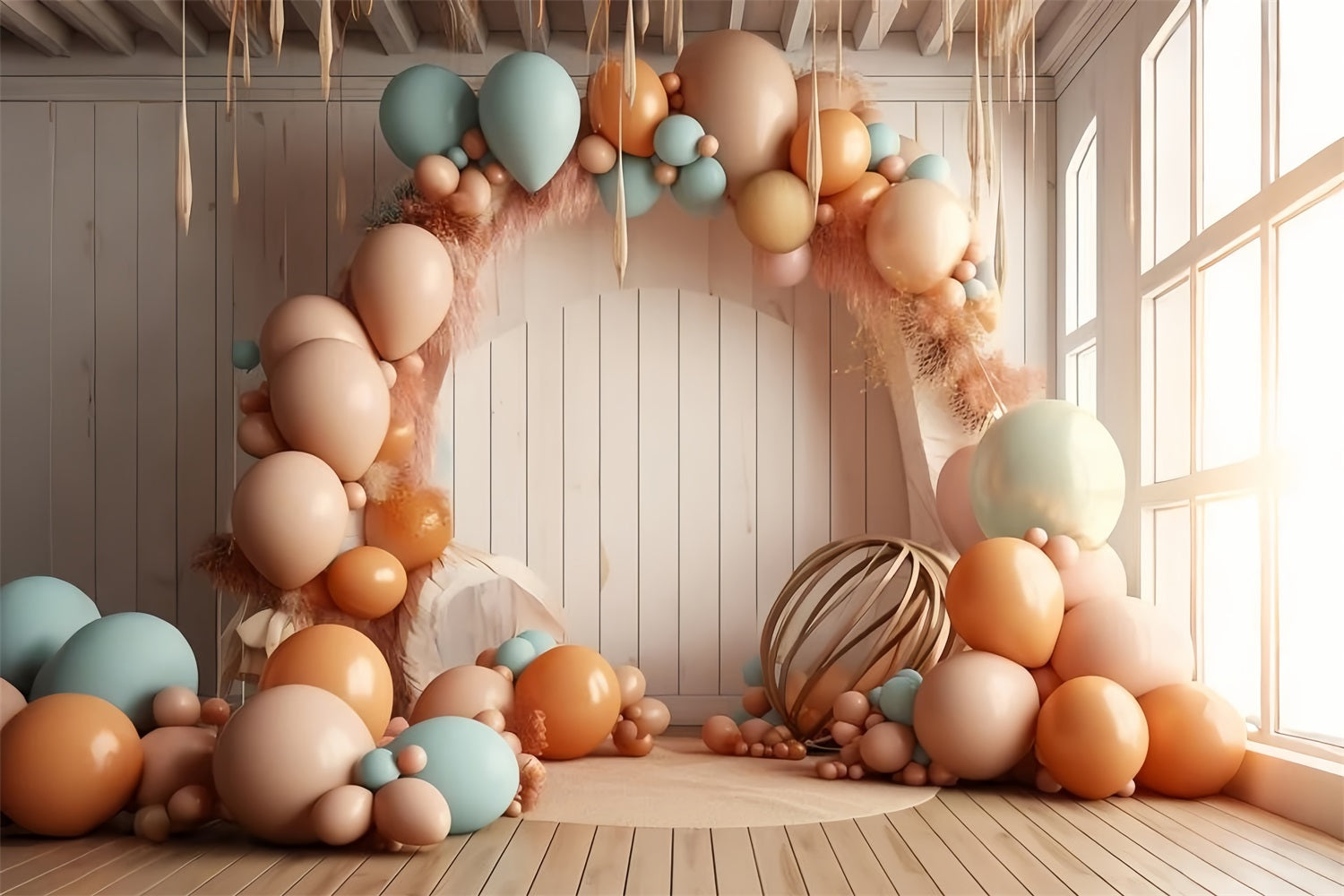 Cozy Boho Balloon Arch Warm Tones Backdrop BRP10-113