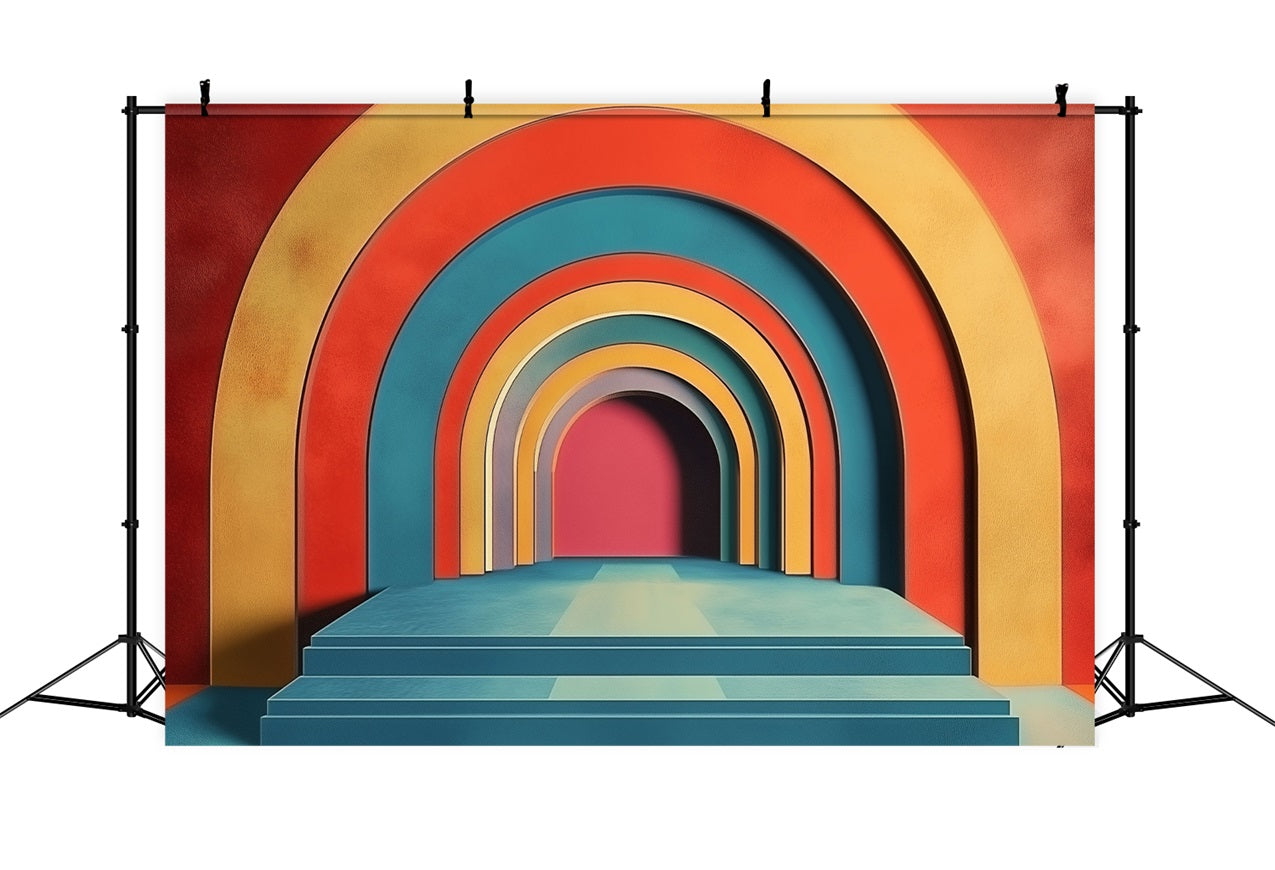 Modern Rainbow Arches Retro Boho Backdrop BRP10-114