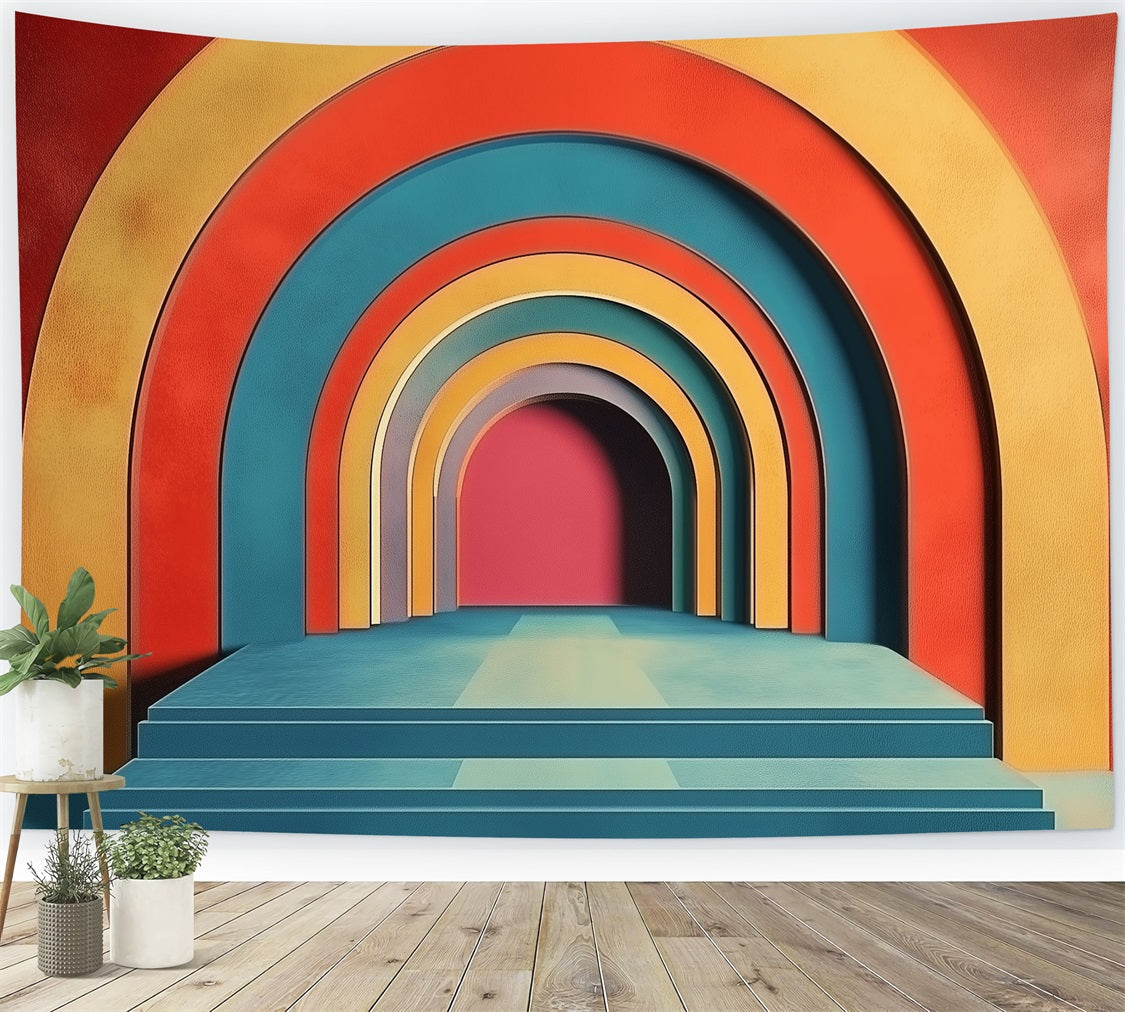 Modern Rainbow Arches Retro Boho Backdrop BRP10-114