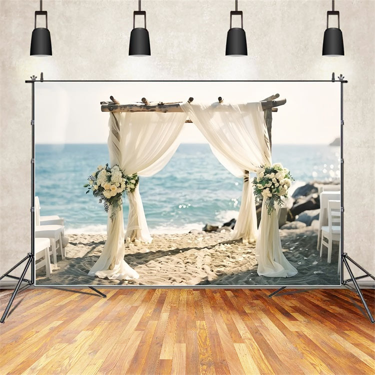 Romantic Seaside Arch Floral Boho Backdrop BRP10-115