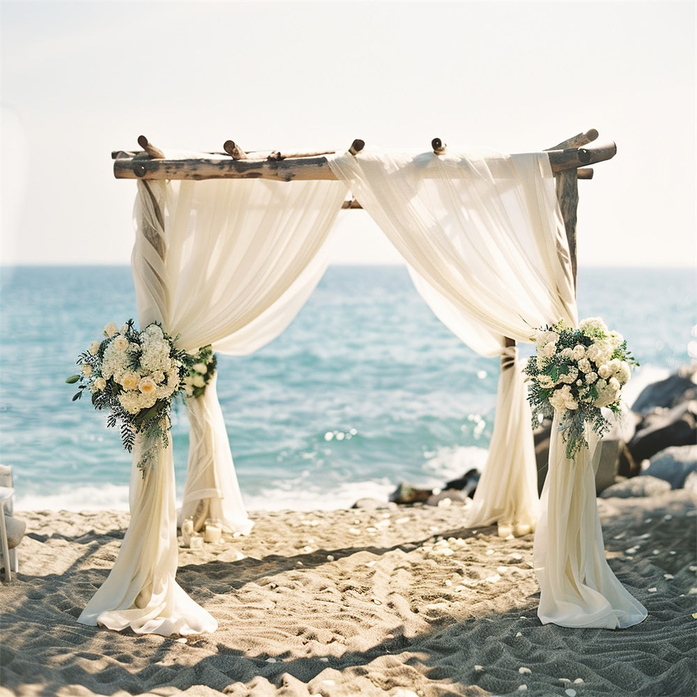 Romantic Seaside Arch Floral Boho Backdrop BRP10-115