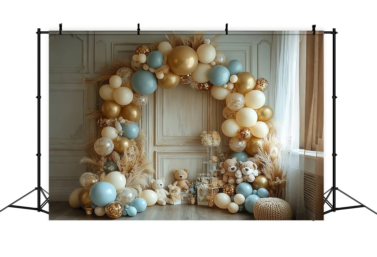 Luxurious Balloon Arch Bears Boho Backdrop BRP10-117