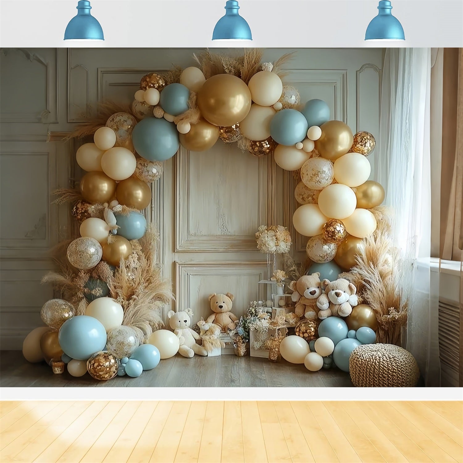 Luxurious Balloon Arch Bears Boho Backdrop BRP10-117