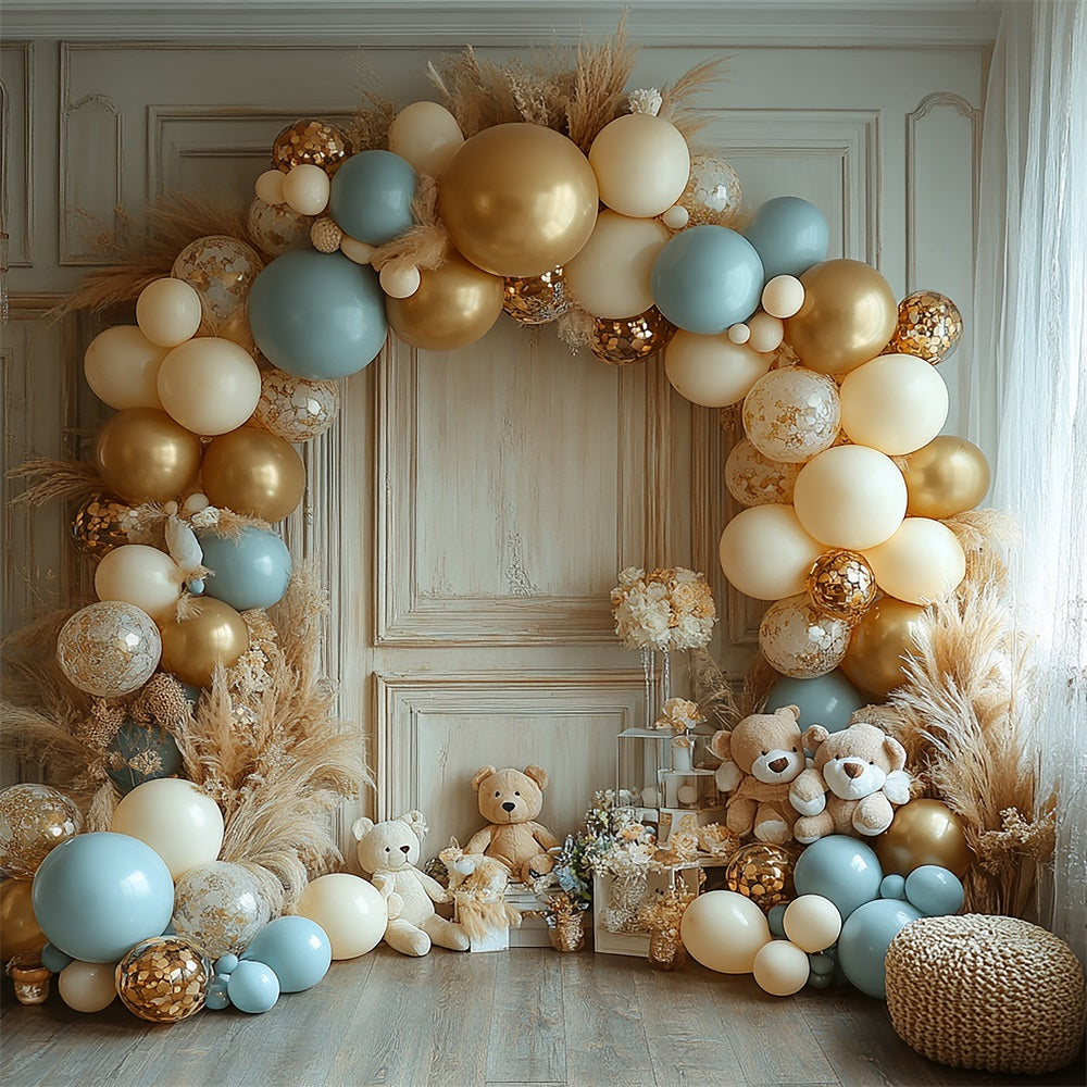 Luxurious Balloon Arch Bears Boho Backdrop BRP10-117