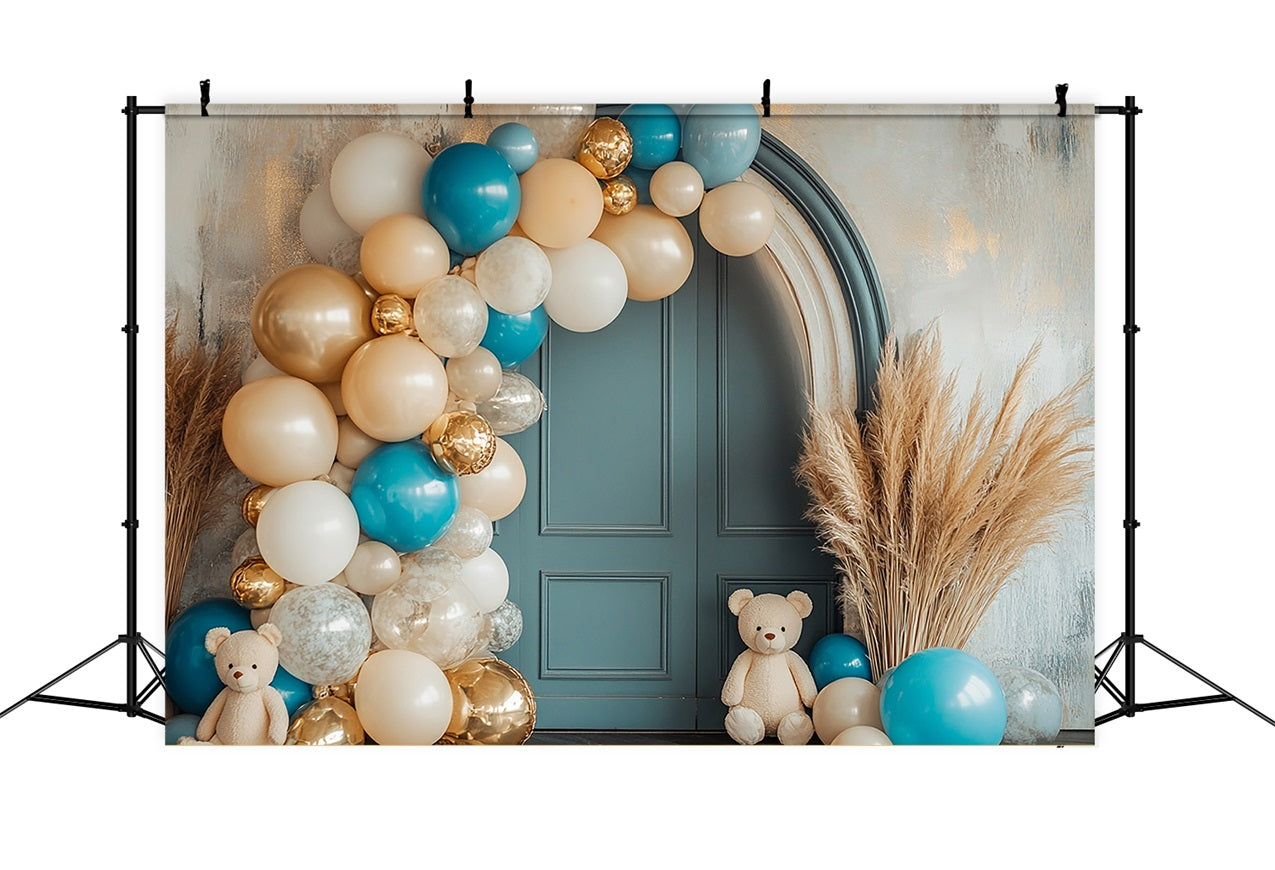 Cute Teddy Bear Balloon Arch Boho Backdrop BRP10-118