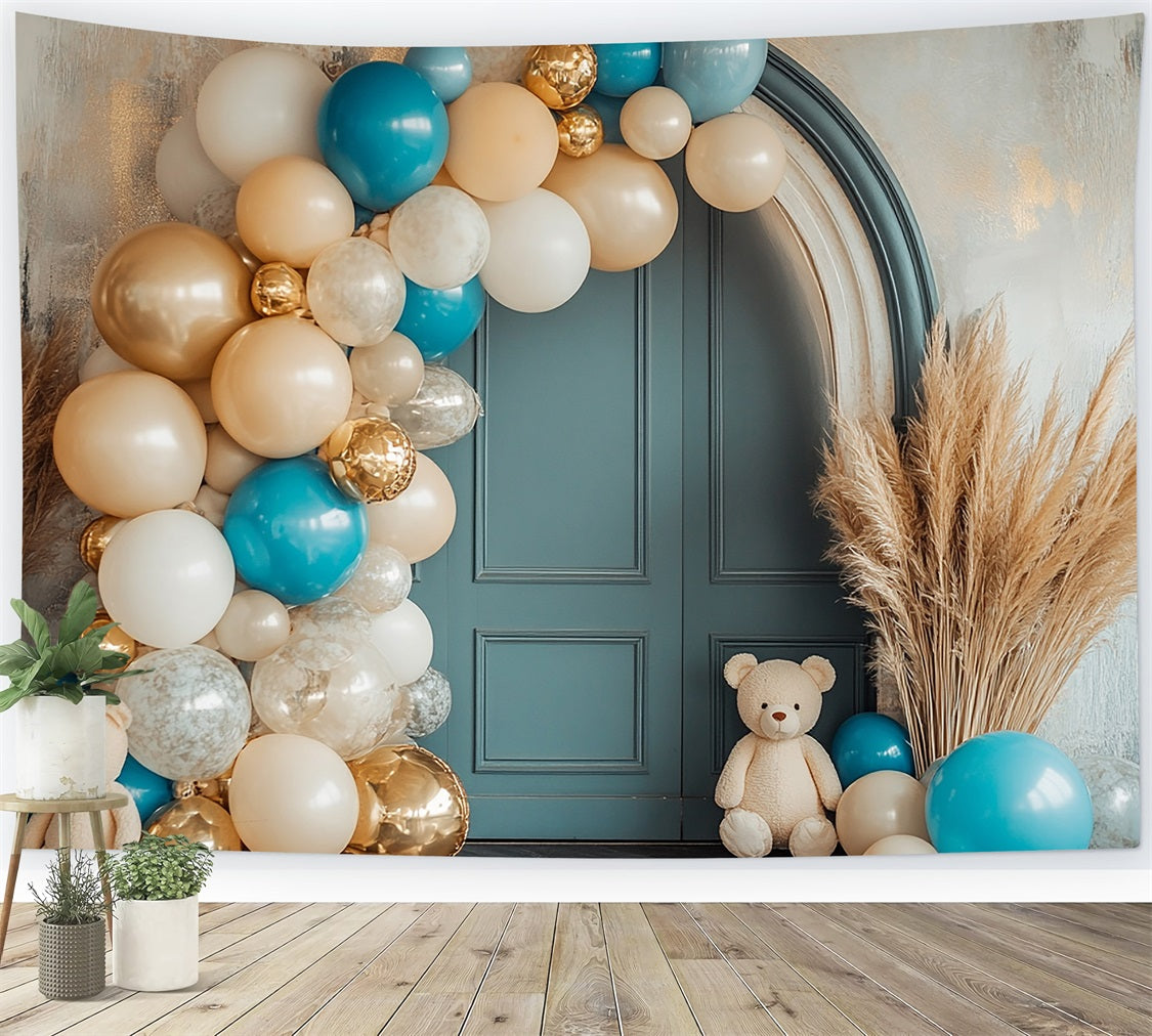 Cute Teddy Bear Balloon Arch Boho Backdrop BRP10-118