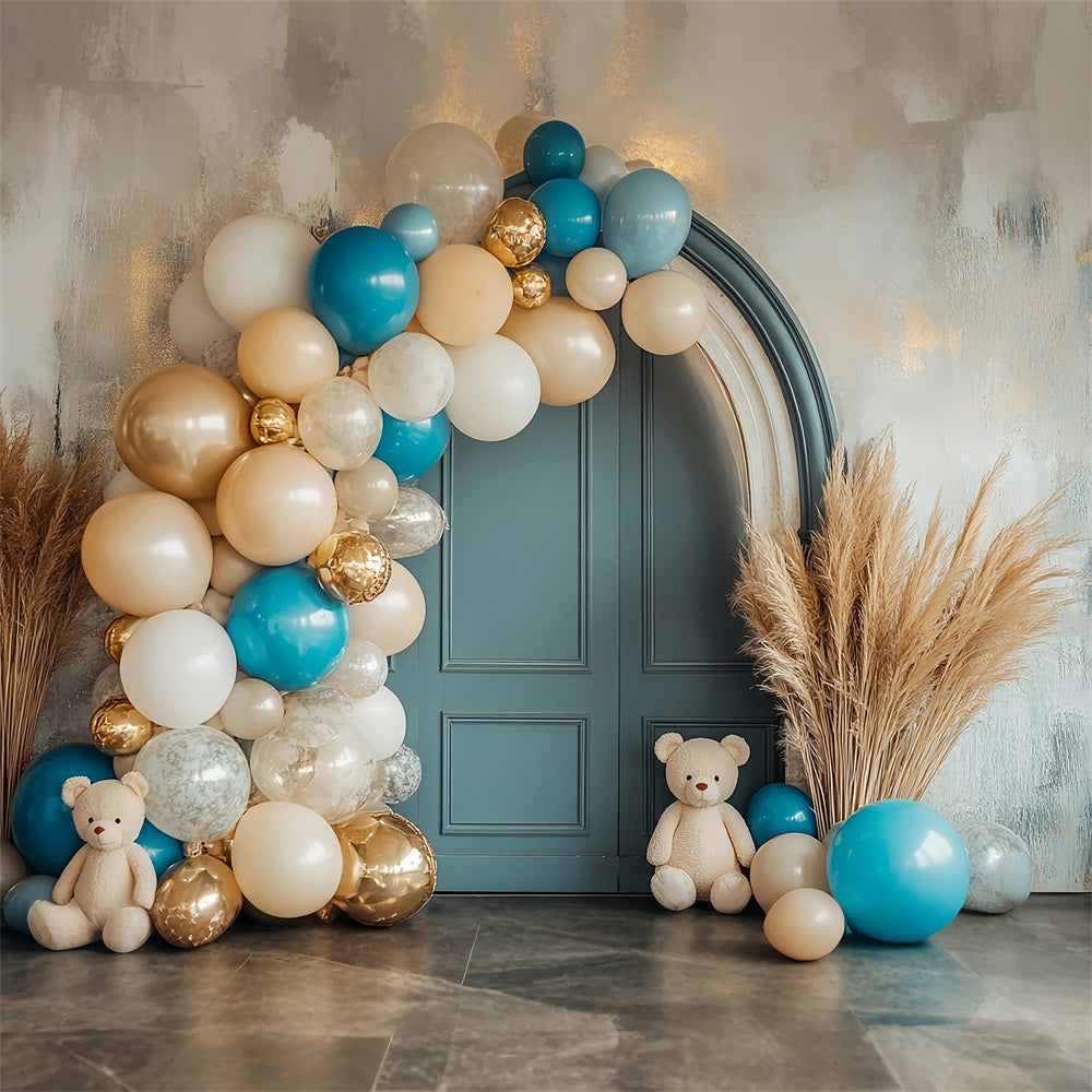 Cute Teddy Bear Balloon Arch Boho Backdrop BRP10-118