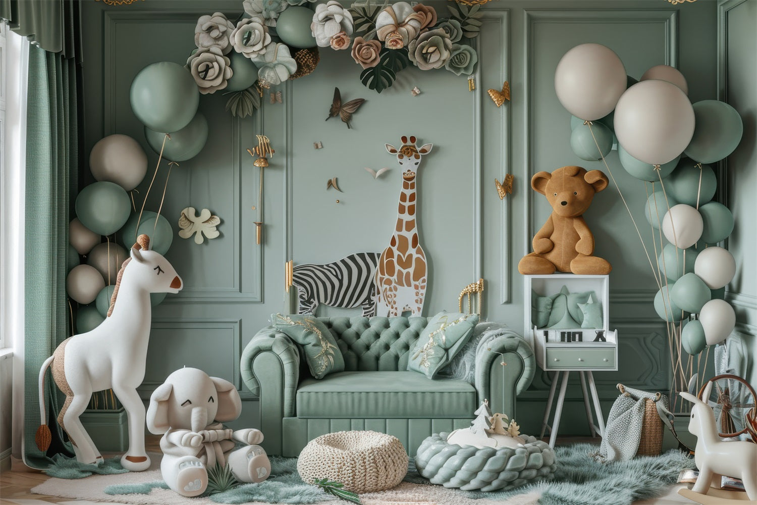 Balloon Animal Safari Nursery Boho Backdrop BRP10-119