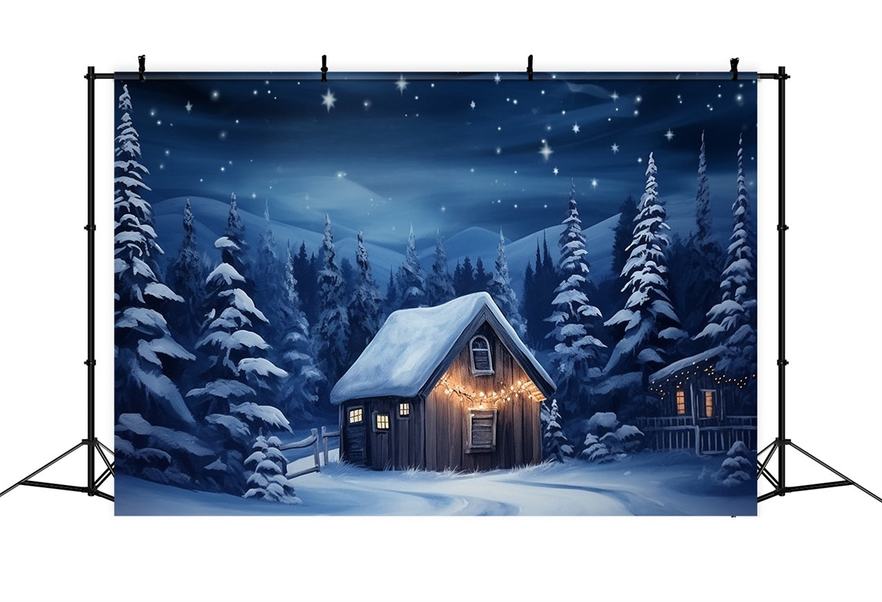 Winter Cozy House Decorated Warm Lights Backdrop BRP10-12