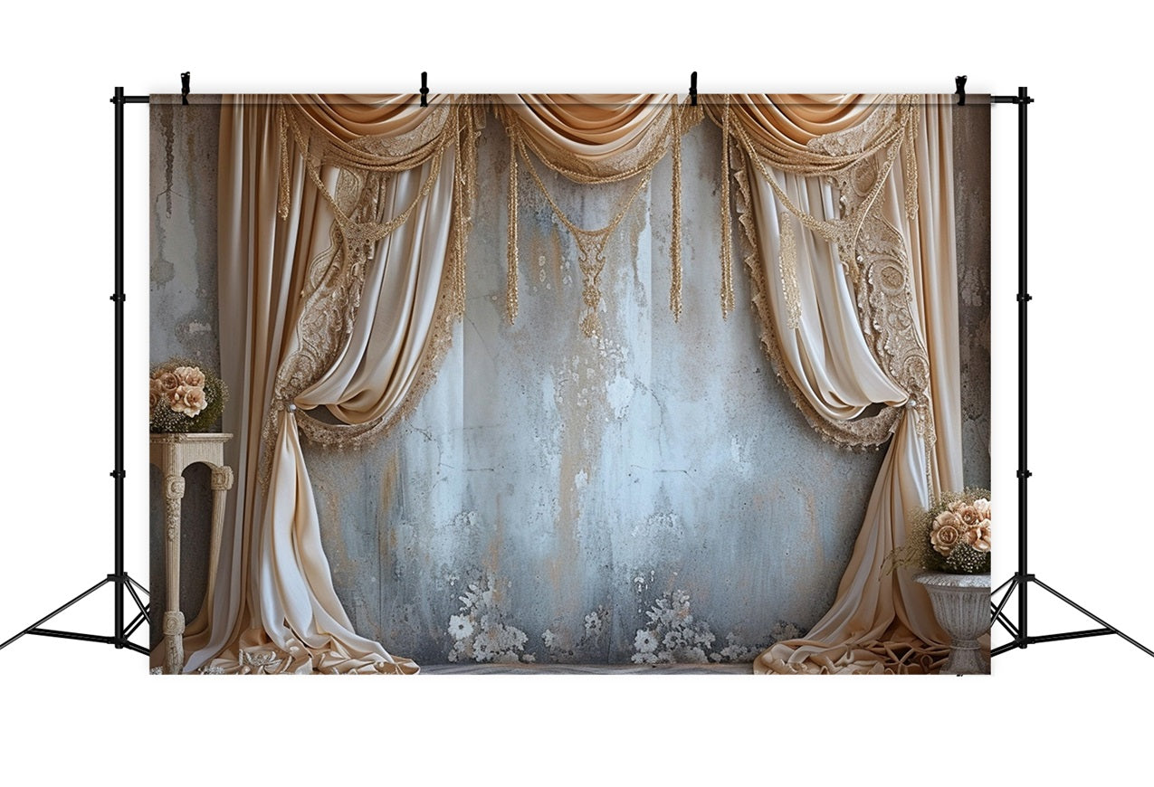 Elegant Gold Draped Curtain Wall Boho Backdrop BRP10-120