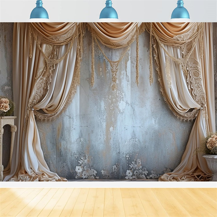 Elegant Gold Draped Curtain Wall Boho Backdrop BRP10-120