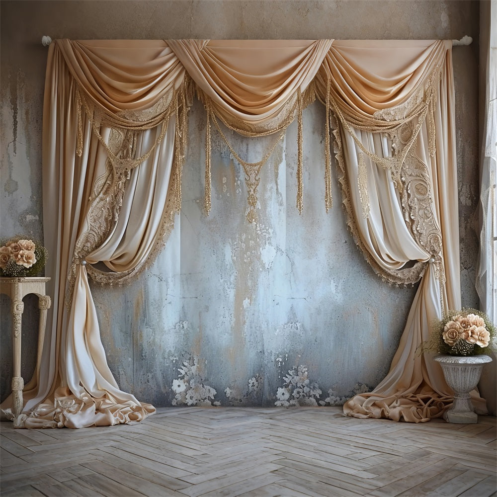 Elegant Gold Draped Curtain Wall Boho Backdrop BRP10-120