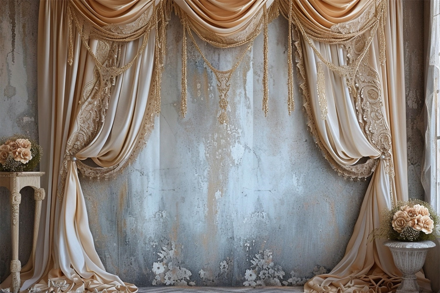 Elegant Gold Draped Curtain Wall Boho Backdrop BRP10-120