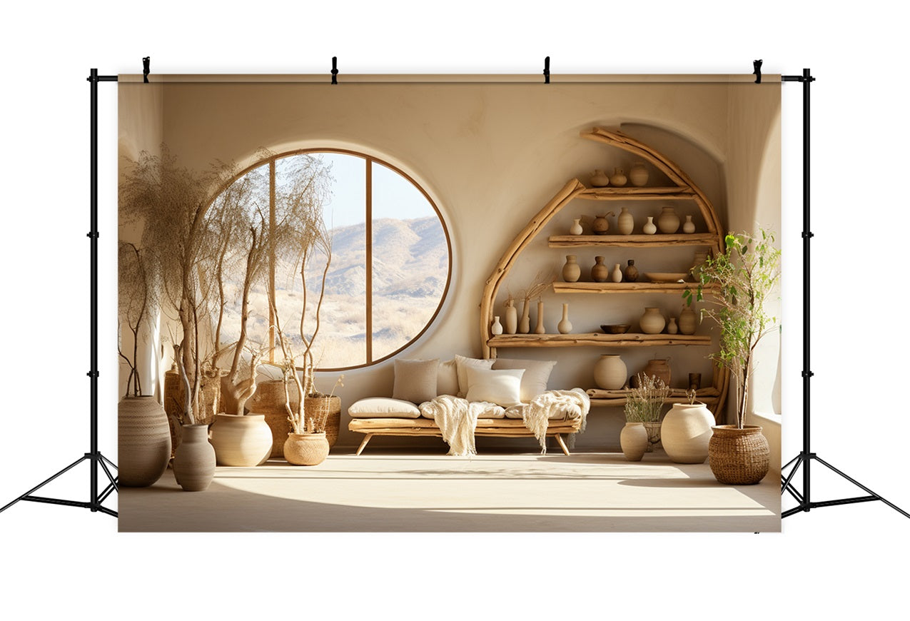 Boho Inspired Room Wooden Shelves Backdrop BRP10-123