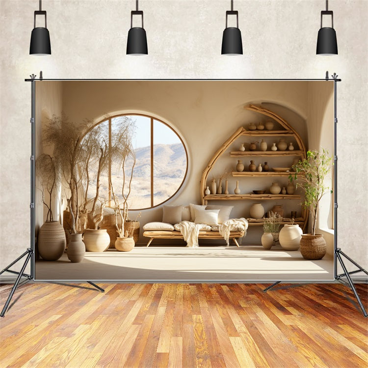 Boho Inspired Room Wooden Shelves Backdrop BRP10-123