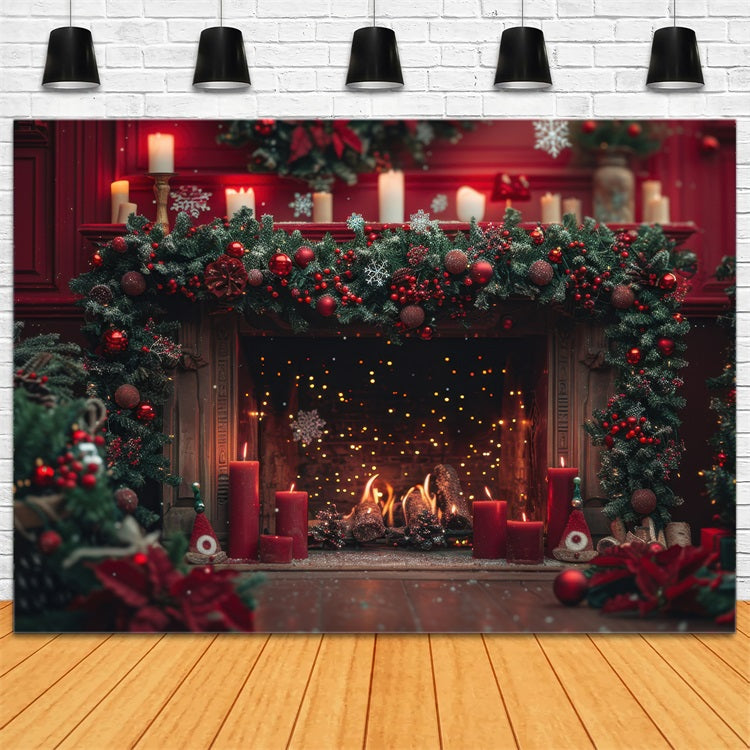 Christmas Backdrop Photography Fireplace Scene Backdrop BRP10-130