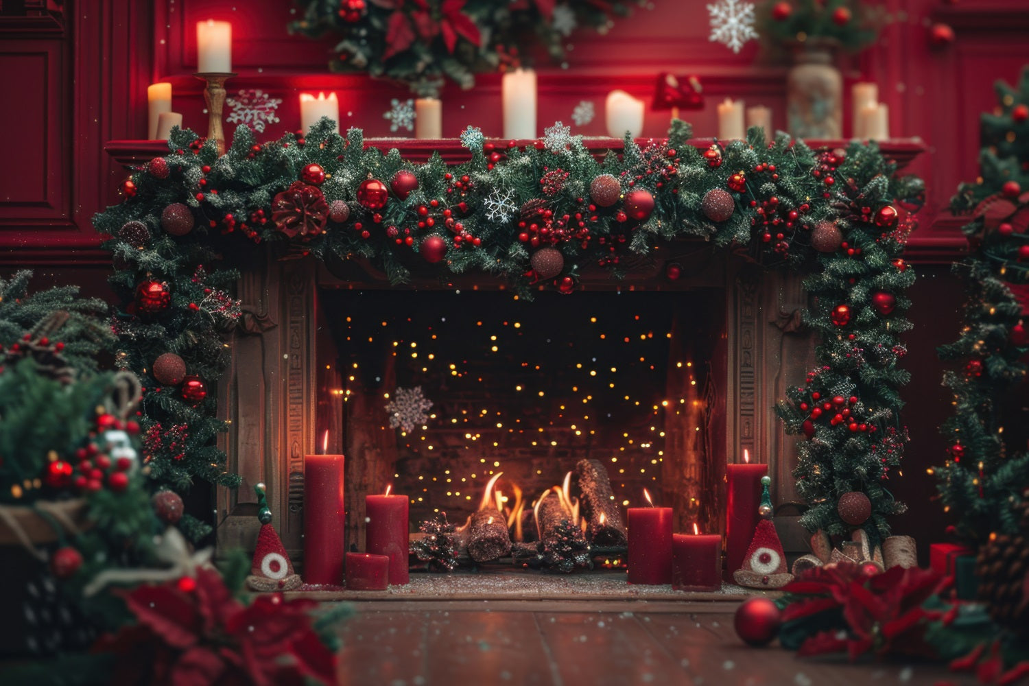 Christmas Backdrop Photography Fireplace Scene Backdrop BRP10-130