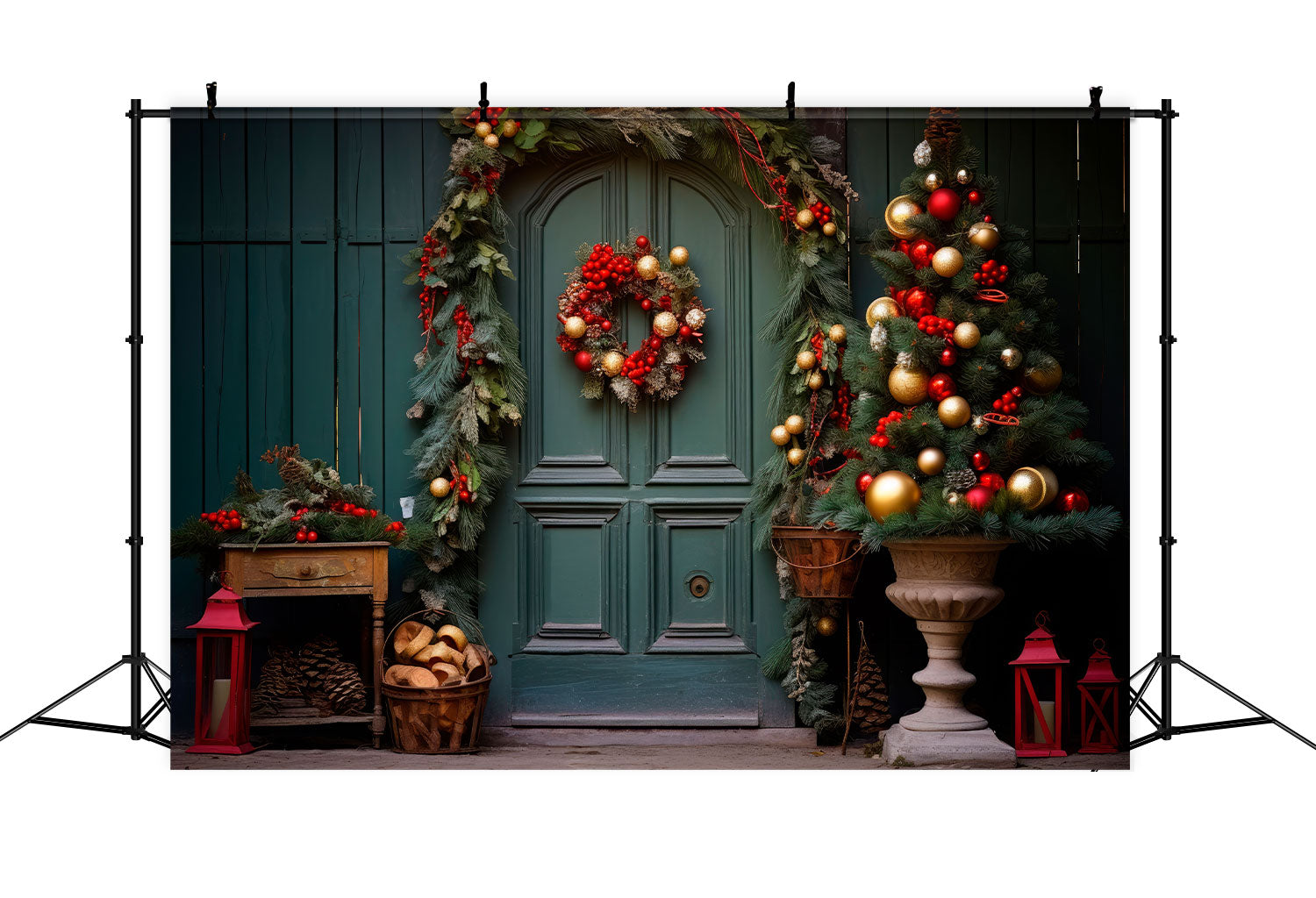 Christmas Backdrops Green Doorway Backdrop BRP10-136