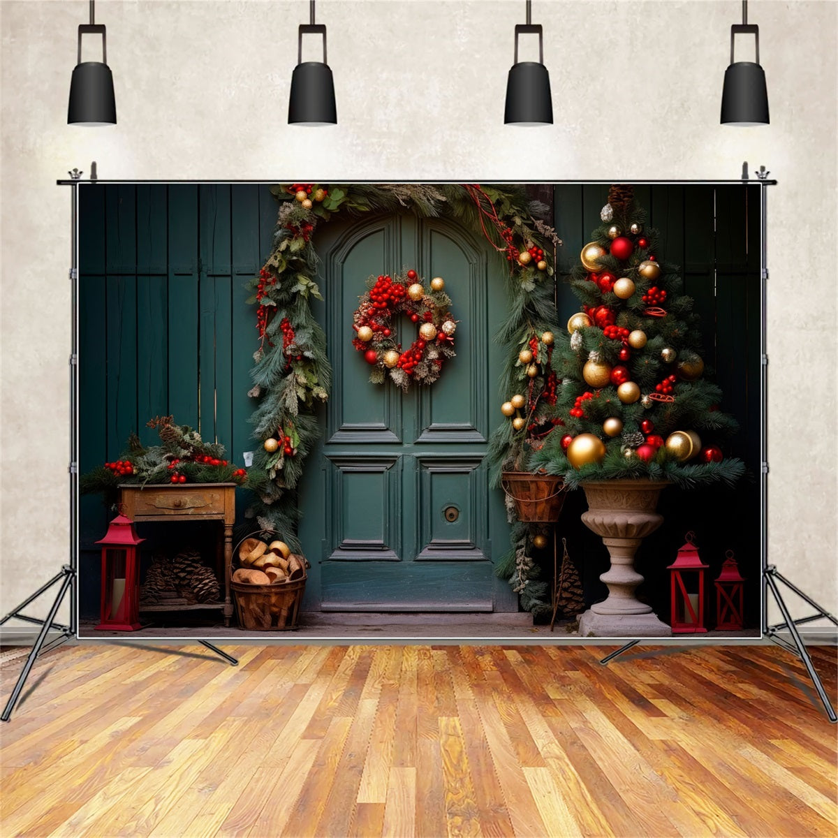 Christmas Backdrops Green Doorway Backdrop BRP10-136