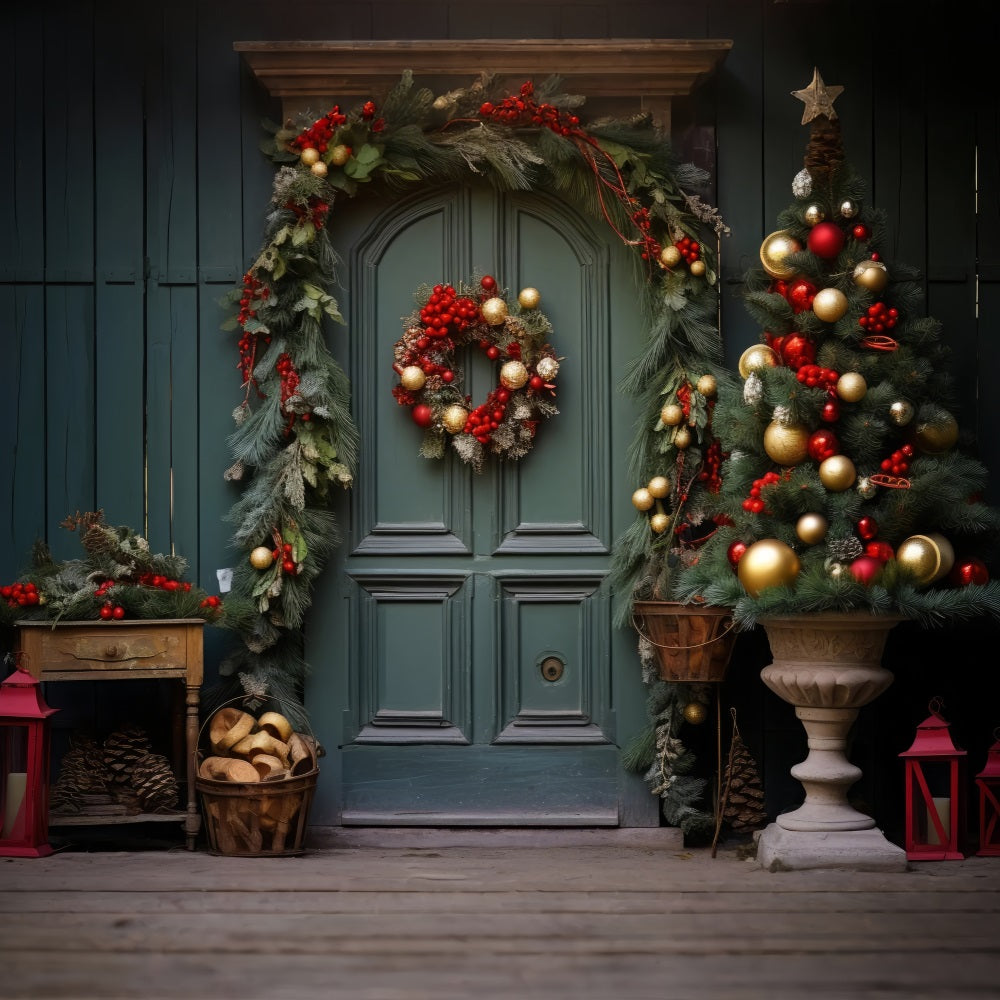 Christmas Backdrops Green Doorway Backdrop BRP10-136